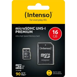 Intenso microSDHC Class 10 UHS-I + SD-Adapter 16 GB