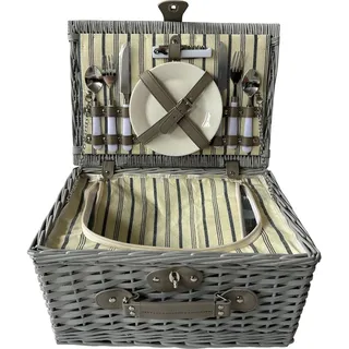 Hti-Living Picknickkorb für 2 Personen Finie 1 St. 38 x 28 x 18 cm grau