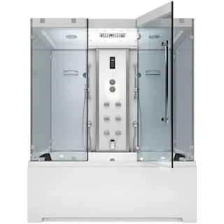 AcquaVapore Kombination Badewanne Dusche K80-WS-EH-B-SC-EA Duschtempel 180x100 cm aktive Schlauch-Reinigung