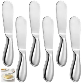 GuBaoZhuo 6 Stück Buttermesser Klein, Kleine Buttermesser Edelstahl, Schmiermesser Mit Ergonomischem Griff für Marmelade Butter Sahne Käse Brot Torten Gebäckherstellung Dessert(Silber)