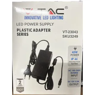 V-TAC Netzteil Adapter 12V 42W 3,5A für Kameras, LED-Streifen, Modem - Transformator 12V - Netzadapter für Bildschirme und Elektronische Geräte - Eingang AC 100-240V - Euro Stecker