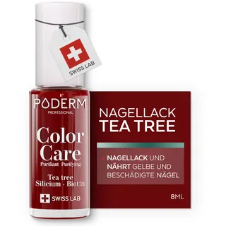 PODERM - TEEBAUM-NAGELLACK COLOR CARE Allurarot - verbessert das Aussehen für die gelbe oder brüchige Nägel - 2 IN 1 PFLEGE - Hergestellt in der Schweiz