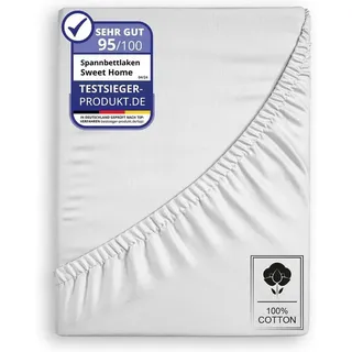 COFI 1453 Spannbettlaken Jersey-Baumwolle 140 x 200 cm weiß