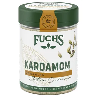 Fuchs Gewürze - Kardamom gemahlen - Gewürz für Glühwein oder Fleischgerichte wie Roastbeef oder Schweinebraten - natürliche Zutaten - 50 g in wiederverwendbarer, recyclebarer Dose
