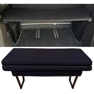 BREMER SITZBEZÜGE Multiflexboard kompatibel mit VW T5 T6 T6.1 Multivan im Set Bettverlängerung Camper Schlafauflage Höhe 51cm inkl. Konsolen & Klappmatratze Kunstleder Schwarz