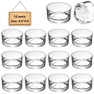 Teelichtgläser Set,12 Pack Glas Teelichtgläser,Glass Tealight Candle,Windlicht Glas Teelichthalter,Votivkerzenhalter,Kleiner Kerzenhalter Teelicht für Abendessen Partyzubehör Hochzeit Tischdeko