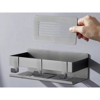 Dekazia DEKAZIA® Duschablage ohne Bohren Grau – Duschregal & Duschkorb selbstklebend – Badregal, Shampoo Halterung & Badezimmer Aufbewahrung – Starke Duschablage grau matt