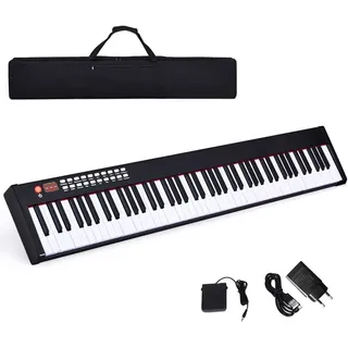Costway Digitales Piano Keyboard Elektronisches Klavier Keyboard mit Tragetasche, Musikgeschenke für Kinder und Anfänger, Bluetooth / 128 Rhythme...
