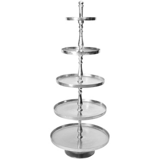 baario Etagere XXL Etagere 5-Stöckig 150cm, Metall, 150 cm groß Metall silber Antik Design Dekoration silberfarben