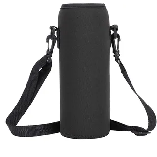 Nimomo Wasserflaschenhülle, Waterdrop Flaschenabdeckung Neopren Wasserflaschenabdeckung 1000 ml Flaschenträger Tragetasche mit Riemen (Schwarz)