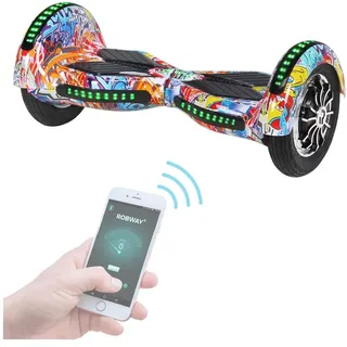 ROBWAY W3 Hoverboard für Erwachsene und Kinder, 10 Zoll Self-Balance-Scooter, Bluetooth, App, (Orange Graffiti)