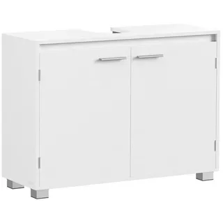 VASAGLE Waschbeckenunterschrank Badezimmerschrank, für Waschbecken ohne Säule, 2 Fächer hinter den Türen, mit Füßen, Breite 60/80 weiß 80 cm x 60 cm x 30 cm