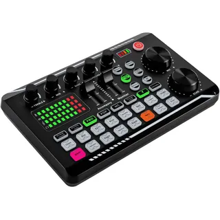 Professioneller Audiomixer F998 Bluetooth Stereo Audio Mixer DJ Sound Controller Schnittstelle für Live Streaming PC Aufnahmestudio und Gaming
