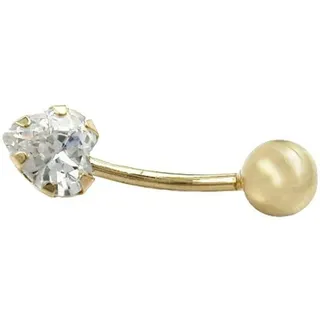 GALLAY Bauchnabelpiercing Banana 20x6mm Banana Zirkonia-Herz 14Kt GOLD