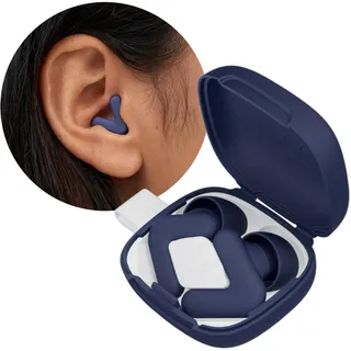 Alpine Silence - Ultrakomfortable Ohrstöpsel zum Schlafen, Konzentrieren & Reisen - Wiederverwendbare Gehörschutz Ohrenstöpsel - Innovative V-Form & weiche Stöpsel in XS/S/M/L - Dunkelblau