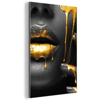 MuchoWow Metallbild, Gold, Metall, Rechteckig, 60x90 cm, einfache und schnelle Anbringung, Bilder und Zubehör, Wandbilder, Metallbilder