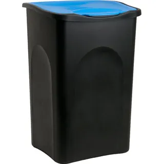 stefanplast Mülleimer Schwarz/Blau Kunststoff 50L