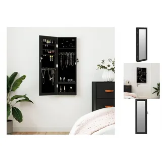 vidaXL Schmuckschrank mit Spiegel Wandmontage Schwarz 30x8,5x90 cm