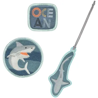 Lässig Anhänger & Patches Set Shark Ocean Edition