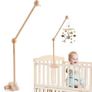 Mobile Halterung Holz,Baby Mobile Halterung für Babybett,Verstellbarer Mobile Halterung Wickeltisch für Kinderzimmer,Babybett Klingelhalterung,Mobiles Gestänge für Aufhängung Windspiele Bettglocke