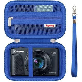 Supmay Kamera Fall für Panasonic LUMIX DC-TZ99E-K Kompakte Travel Zoom Kamera/LX10 ZS200D ZS200 ZS80 ZS100 ZS70 ZS60 Kamera, Schutzhülle Tasche mit Mesh Tasche für Akku Pack, Ladekabel, Blau