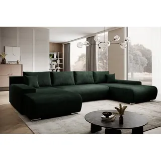 PROMETO Möbel Ecksofa Credo Ecksofa U-Form, mit Schlaffunktion und Bettkasten, U-Form Couch grün