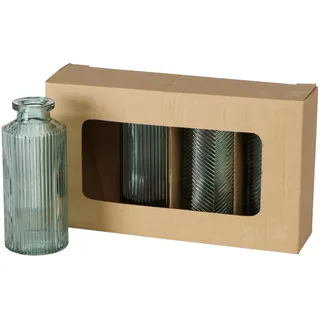 Boltze Vase Panja (Gefäß in Grün 4-teilig, aus lackiertem Glas, 6 x 6 x 13,8 cm Blumenvase) 2005929