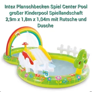 XXL Kinderpool Planschbecken Spiel Center mit Rutsche und Sprüher 2,9x1,8x1,04m