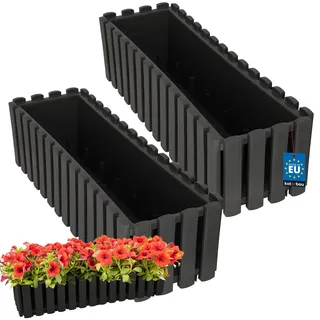 KOTARBAU® 2er Set Blumenkasten - Blumentopf - 58x18x16 cm - Grau - Kunststoff - Pflanzkasten - Balkonkasten - Pflanzkübel Rechteckig - Übertopf Groß - Blumenkasten Balkon