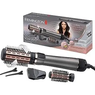 Remington Warmluftbürste rotierend [automatisch] Keratin Protect (inkl.3 Aufsätze: 2 Rundbürsten+Haaransatz-Booster für mehr Volumen) + Haarkla...