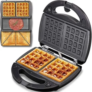 Melissa 16240110 Kontakt-Grill, Waffeleisen und Sandwichmaker 3in1 - 3 in 1 Detachable Sandwich Maker 850W