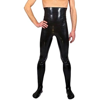 Schwarze sexy Latex-Leggings mit hoher Taille und Füßen Socken Gummihose Jeans Hose Unterteil