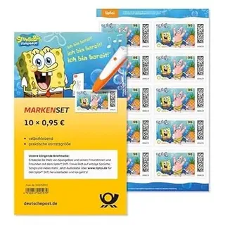 Deutsche Post Briefmarken 10 x 0,95€, Briefmarken selbstklebend, für Standardbriefe bis 20g & Postkarten, Markenset SpongeBob