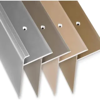 Stufenkantenprofil Safety F-Form Treppenkantenprofil inkl. Montagematerial Silber M 100 cm - Silber