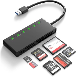 USB 3.0 Kartenleser, 7-in-1 Speicherkartenleser für SD/SDXC/SDHC/Micro SD/CF/XD/MS/MMC Kamera-Speicherkarten, USB kartenleser Super Speed 5Gbps Read 5 Cards Simultaneously, für Windows/Linux/Mac OS