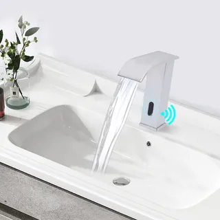 Automatischer Sensor Berührungsloser Wasserhahn Square Body Waschbecken Automatik Bad Wasserhahn Touchless Infrarot Wasserfall Waschtischarmatur