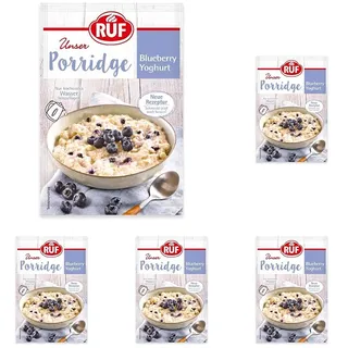 RUF Porridge Blueberry Joghurt, beliebtes Oatmeal mit Blaubeerstückchen, ideal für Unterwegs oder im Büro, kurze Zubereitungszeit, 1 x 65g Beutel (Packung mit 5)