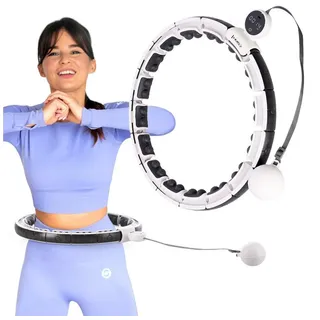 HMS Gymnastikreifen Hula-Hoop HHM016 mit Massagepunkten und Schwerkraftball + weiss/grau