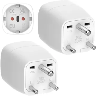 Clomnpe 2 Stück Reiseadapter für Indien,Reisestecker Indien,Deutschland nach Indien,Reisestecker Typ D,Adapter Indien,Reiseadapter Sri Lanka,Steckdosenadapter Stromadapter für Sri Lanka,India,Nepal