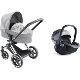 Corolle 9000140770 - Mon Grand Poupon Cybex Puppenwagen & 9000141390 - Cybex 2in1 Puppen Trageschale und Wiege, mit Gurt und Verdeck, kann mit dem Cybex Puppenwagen verbunden Werden