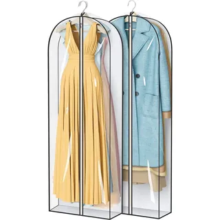 MISSLO Kleidersack Lang 165 cm Transparent Kleiderhüllen kleiderschutzhüllen mit reißverschluss 10 cm verdickt kleidertasche für Lange Kleider, Mäntel, Abendkleider, Anzug, 2 Stück