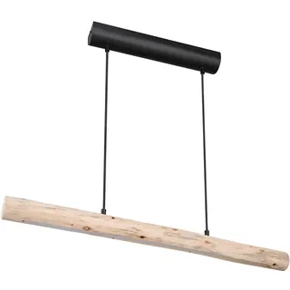 GLOBO Holz Hängeleuchte Pendelleuchte Holz lang Holzlampe hängend Lampe, Natur Maserung schwarz-matt, 1x LED 15W 1062Lm warmweiß, L 80 cm