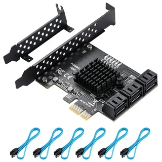 YBBOTT ASM1166 PCIe 3.0 x1 SATA III 6Gbps Erweiterungskarte 6Ports+6Kabel
