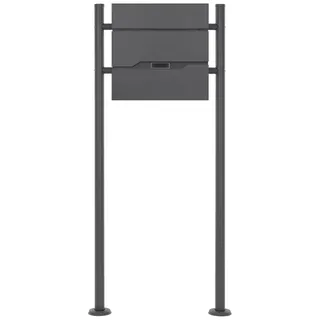 ML-Design Standbriefkasten mit Zeitungsfach, Design Briefkasten mit Pfosten, Briefkastenanlage, Briefkastenständer Anthrazit Höhe