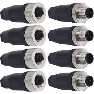 Xiatiaosann 5-Pin M12-Buchse Panel Aviation Wire Connector, 12mm männlich und weiblich industriellen Panel Back Mount Connector mit Outdoor wasserdicht IP67 (8 Stück)