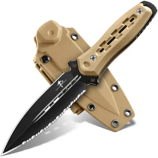 Purple Dragon Survival Messer mit Scheide - Jagdmesser Braun mit Feststehende Klinge - Outdoor Messer für Camping Jagd Wandern Abenteuer - Geschenk für Männer