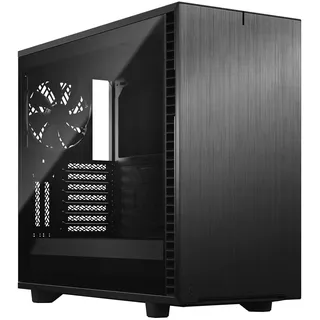 Fractal Design Define 7 Black TG Dark Modulares Silent E-ATX Mid Tower PC-Gehäuse aus Aluminium/Stahl mit seitlichem Fenster aus dunkel getöntem Tempered Glass, schwarz