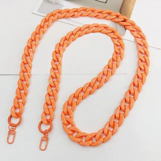 Handykette Universal zum Umhängen-Kompatibel mit jedem Handy und Smartphone,Kette zum Umhängen,Diagonale Spannweite handy kette,Bunte Telefonkette aus Acryl,Handy Dekoration,Tasche Anhänger,Orange