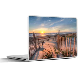 MuchoWow Laptop-Aufkleber Strand - Meer - Düne - Sonnenuntergang - Landschaft, (1tlg), Aufkleber Geeignet für Laptops, Schutz vor Kratzern, Sticker, 32x23 cm bunt Ø 39.94 cm x 32.5 cm x 23.5 cm