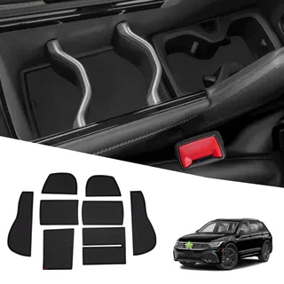 Ruiya Kompatibel mit VW Tiguan 3 2024 2025 2026 Antirutschmatten, Auto PVC Gummimatten Tiguan 2025 Rutschmatten Türschlitzmatte Aufbewahrungsbox Matten Türablagefach Matte Tiguan 3 Innenraummatte